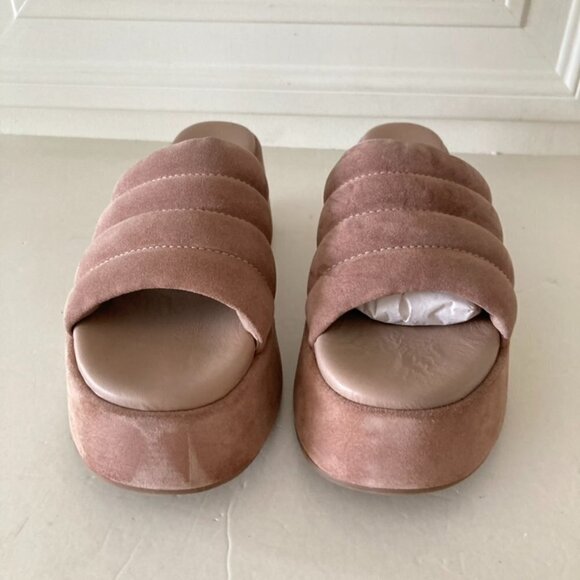 UIB Free People Almost Paradise Sand Suede Slip On Platforms Sz 37 - Picture 7 of 10